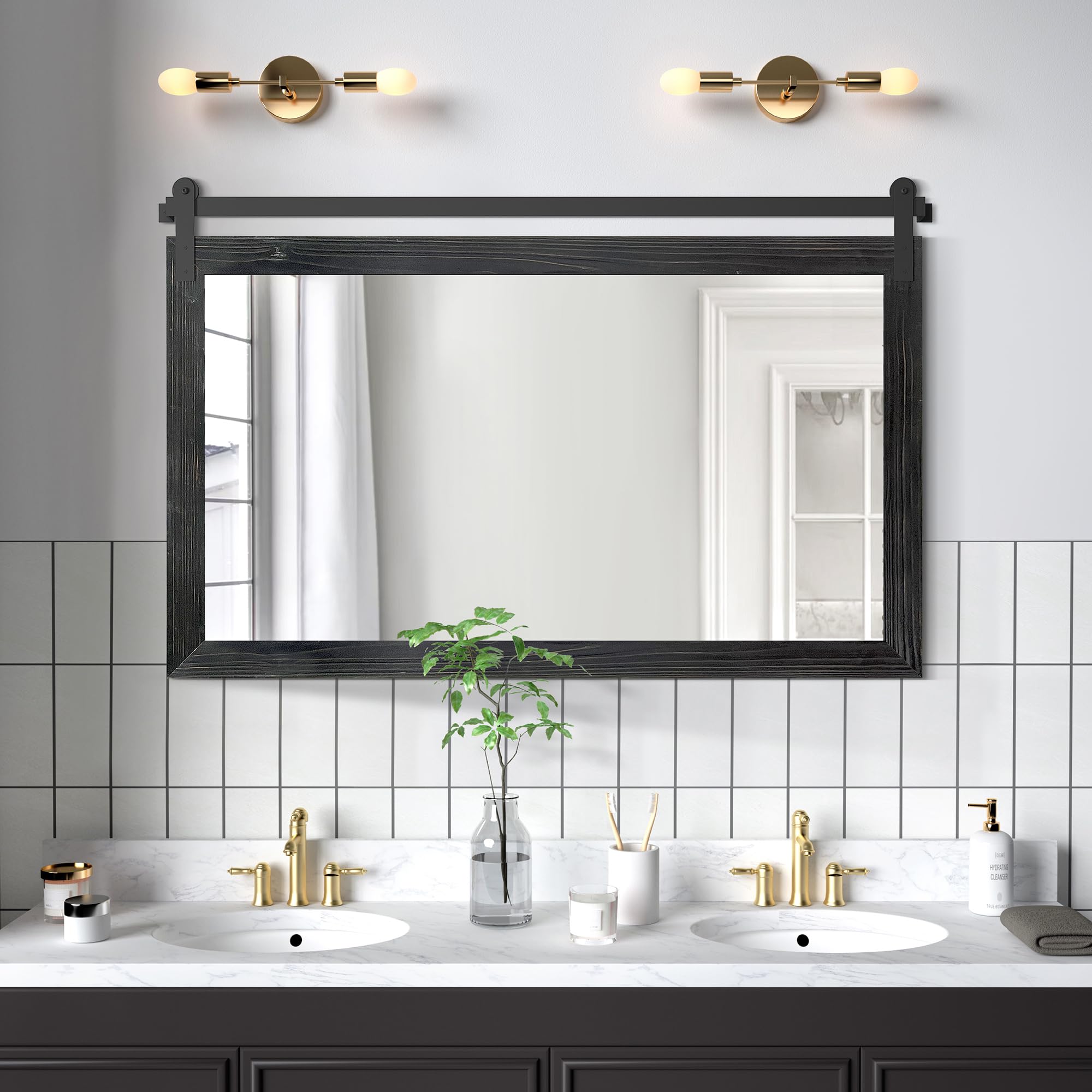 COGOOD Farmhouse Bathroom Mirrors for Over Sink - 30 x 45 Black
