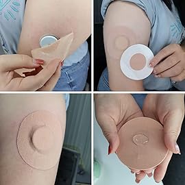 HONYOU 25Pack Libre Sensor Covers Waterproof Latex-Free Freestyle Lingo Overpatches for Libre 1/2/3 Plus Sensor CGM Flexible Patches, with No Glue On The Center, 15 Days Long Stay, Beige