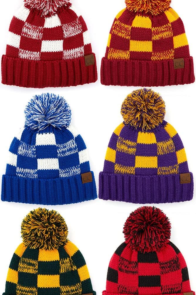 ScarvesMe Exclusive University College School Team Color Knit Skully Hat Beanie with Pom