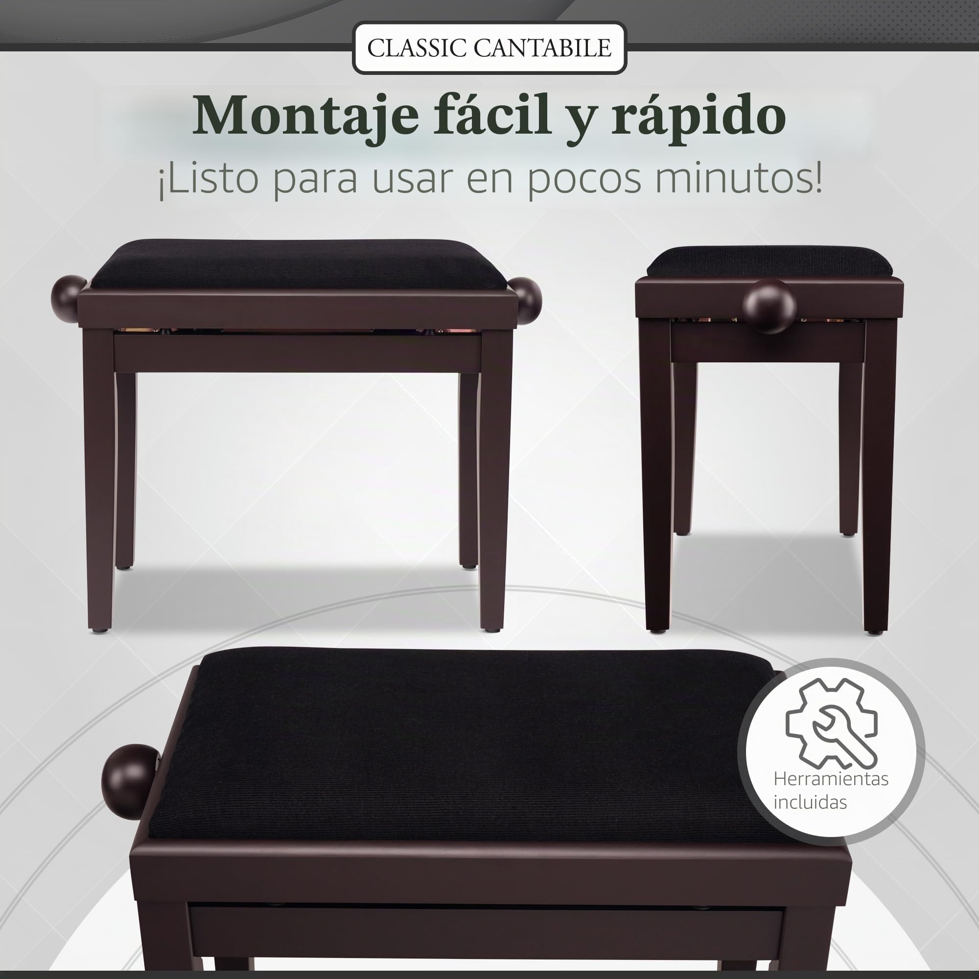 Classic Cantabile Banco para Piano Palisandro Mate