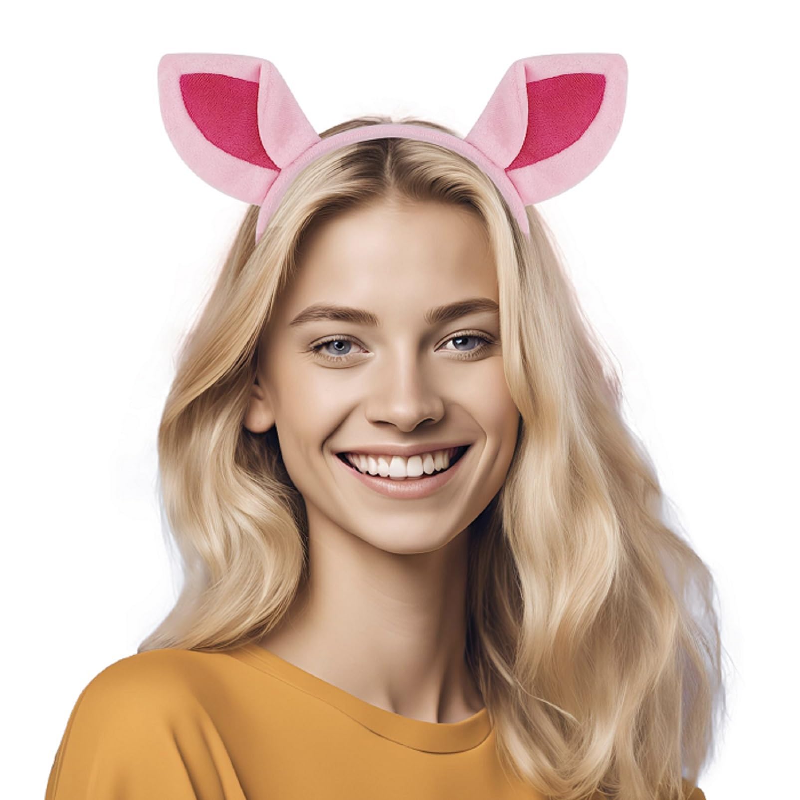 Delfd Pink Pig Ears Headband for Adults – Cute Pig Ears Costume Accessory for Party, Halloween, Pig Costume, Birthday, or Themed Events – Soft Fabric Animal Ears Headband