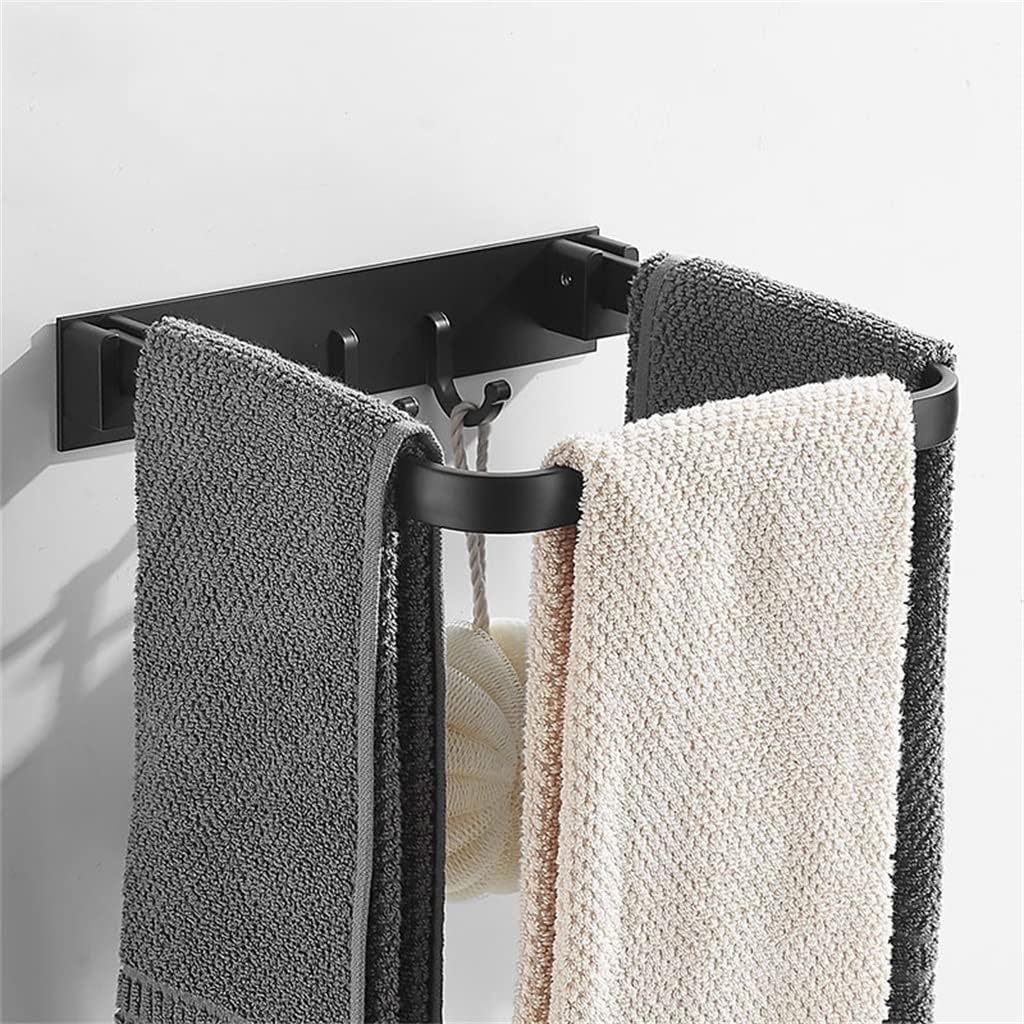 Towel Rack Black Towel Ring Bathroom Rack Hook Towel Rack Bathroom Wall-Mounted Bathroom Accessories (Color : A Size