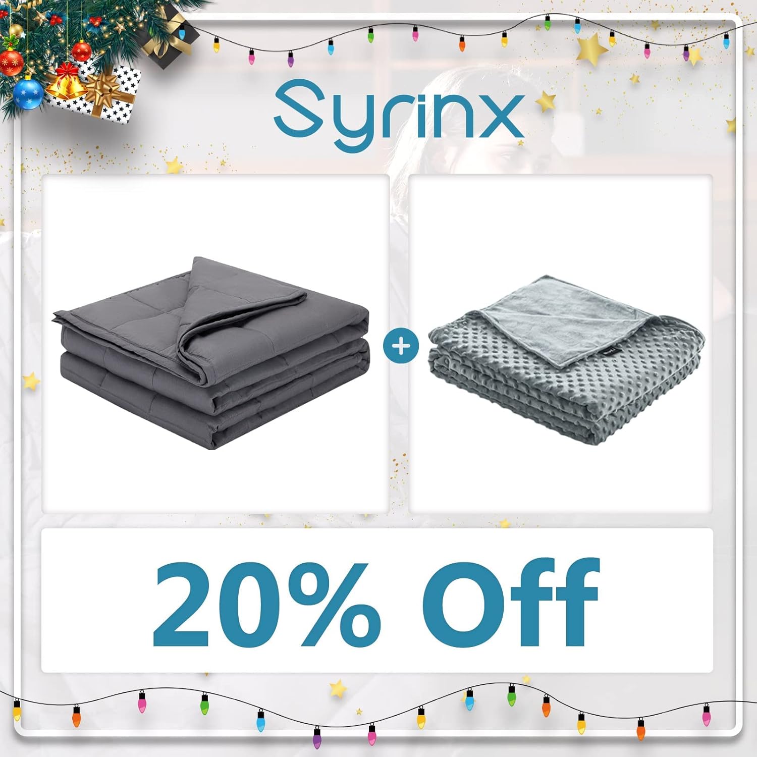 Syrinx Bundle Cooling Weighted Blanket 20 pounds(60”x 80”,Dark Grey) with Soft Minky Duvet Cover (Grey, 60”x 80”)