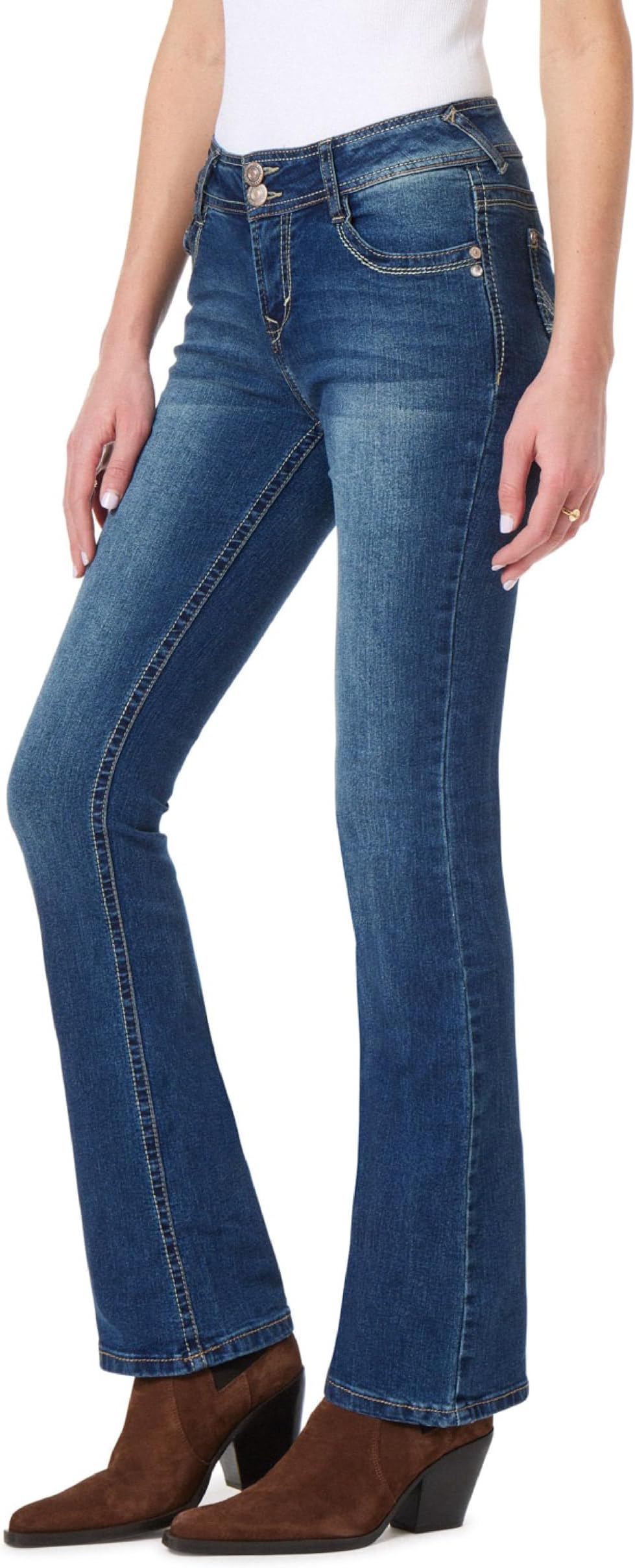 Luscious Curvy Bootcut Jeans for Women, Mid-Rise Insta Stretch Denim, Size-Inclusive Juniors Jeans, Sizes 0 to 24