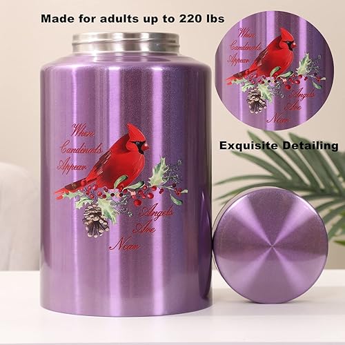 Vista 21 de Urnas para cenizas humanas adultas y mujeres de hasta 220 libras, urna de mariposa morada para cenizas de mamá con bolsa de terciopelo, urnas