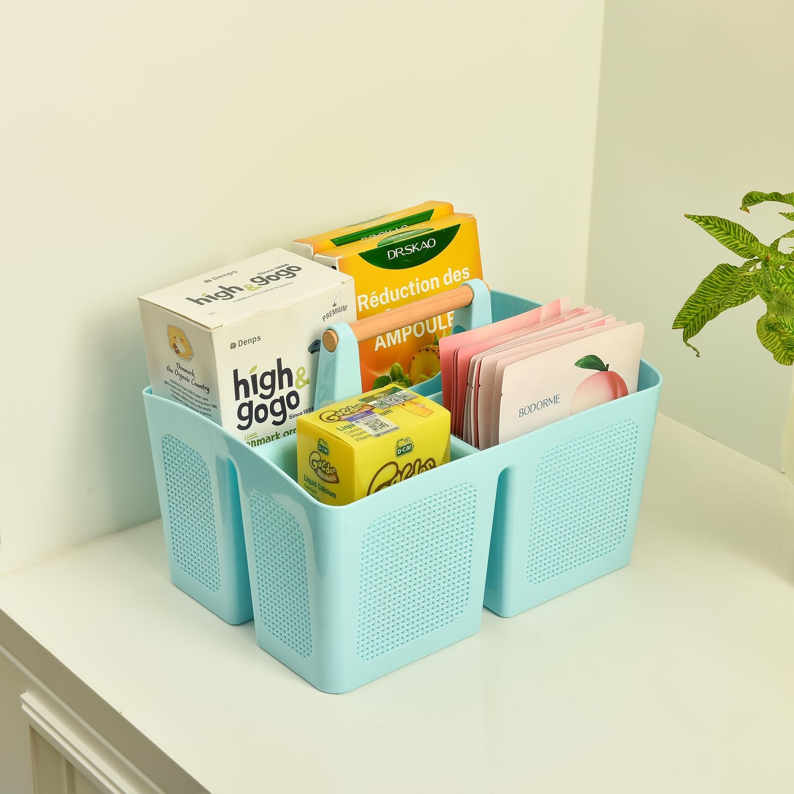 ALINK Portable Shower Caddy Basket, Plastic Cleaning Caddy Organizer Storage Tote with Handle for Bathroom, College, Garden, Cabinet, Dorm Essentials - Black