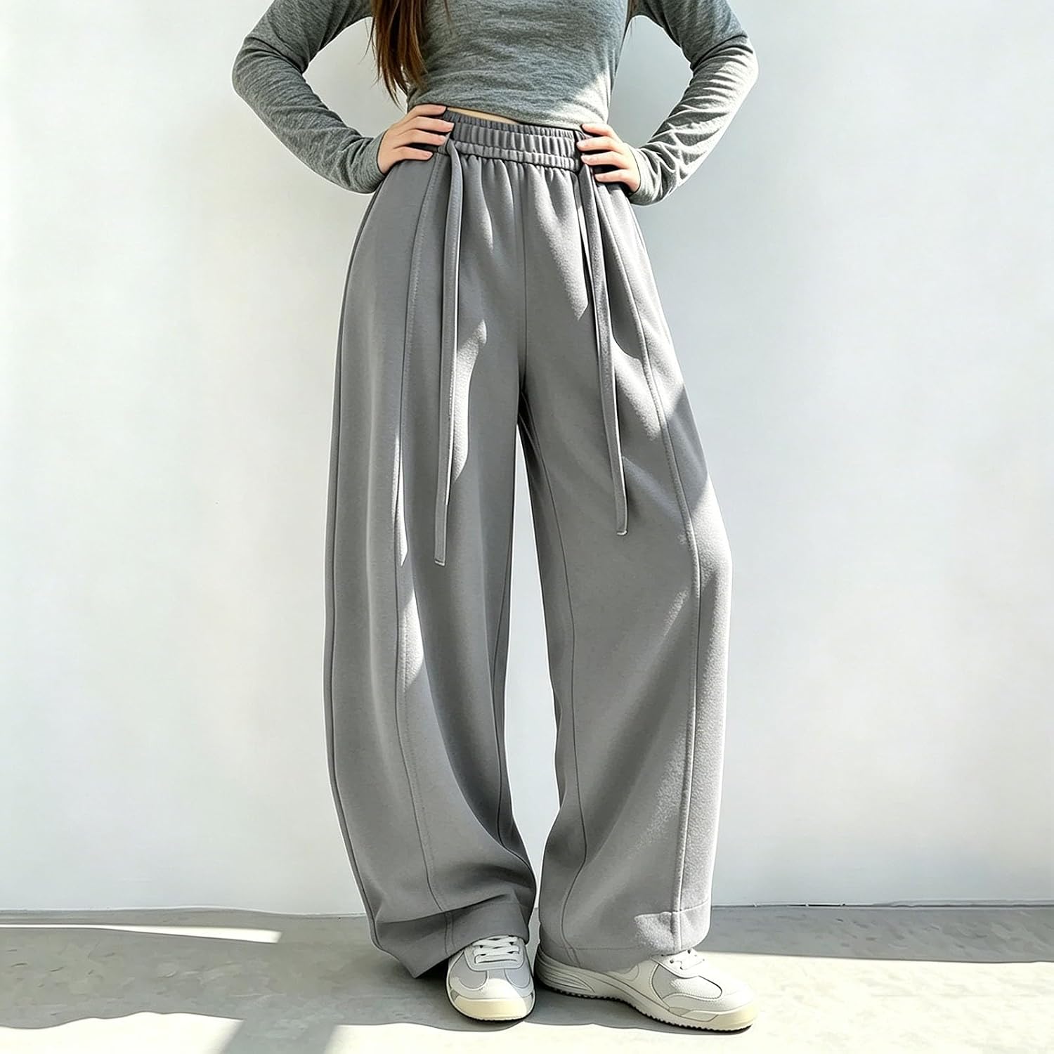 Women's Cotton Wide Leg Lounge Sweatpants with Pockets