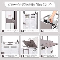Vista 64 de FELICON SELORSS - Carrito plegable portátil con ruedas para subir escaleras y ruedas giratorias de 360°, mango telescópico, caja de plástico