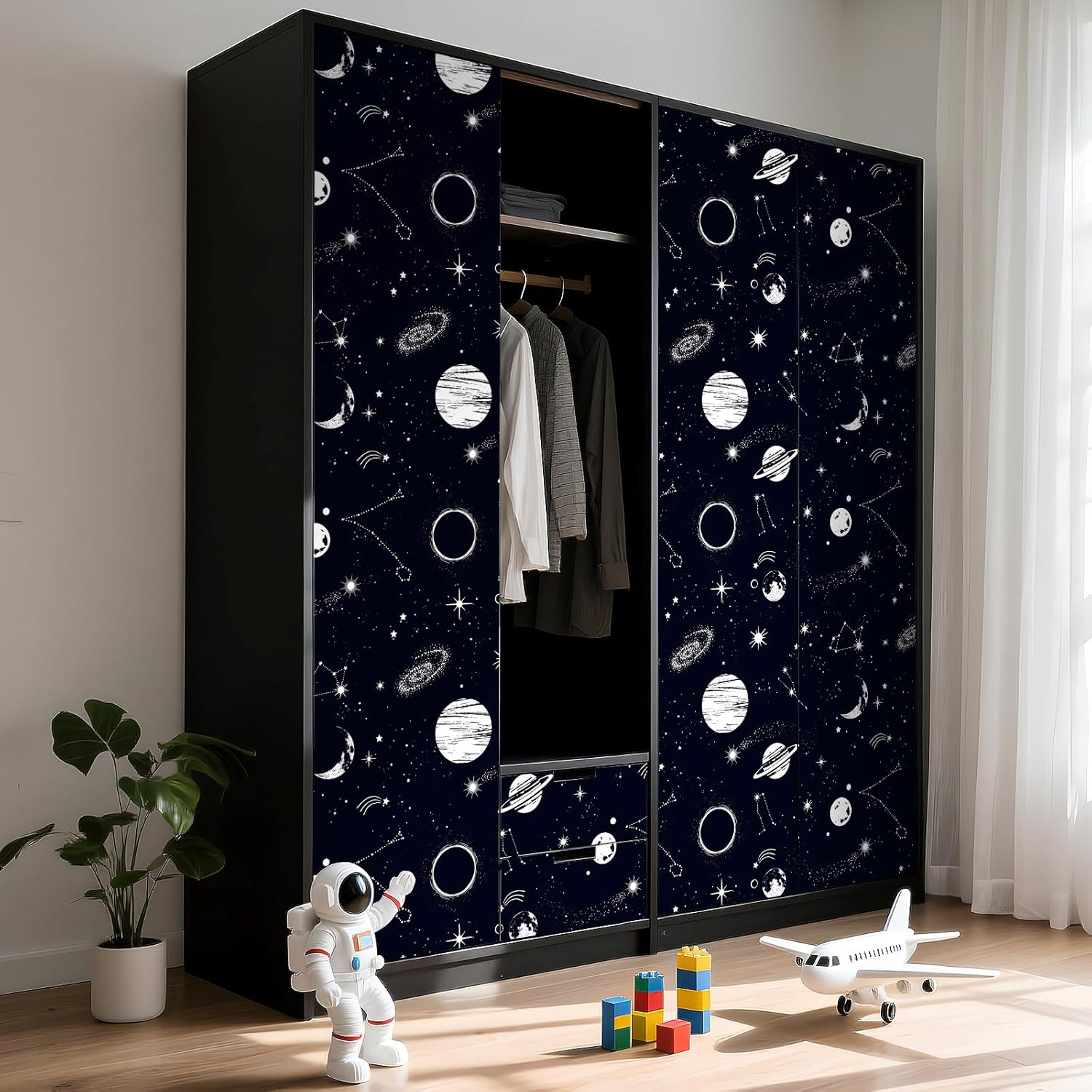 ReWallpaper Galaxy Wallpaper Peel and Stick Space Wall Mural for Teen Bedroom Study Room 17.5inX23ft Removable Constellation Planet Decor Astronomy Themed Waterproof Wallpaper for Bathroom Accent Wall