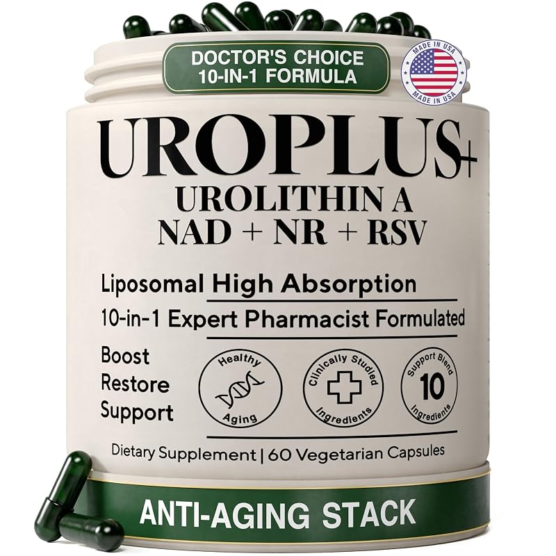 Plus+Ultra Suplemento Antioxidante Lipossomal de Urolitina A com NAD+, NR e Resveratrol, 1250 mg, 60 cápsulas