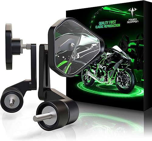 POISON SCORPION Espejos de extremo de barra de motocicleta, espejo retrovisor de manillar de aluminio compatible con FJR1300 FZ8 MT03 MT09 VMAX YZF