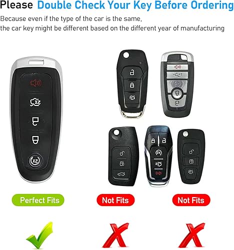 Miniatura 9 de Yumzeco Compatible con funda para llavero Ford con llavero, carcasa de metal de fibra de carbono, protección completa de silicona, carcasa de