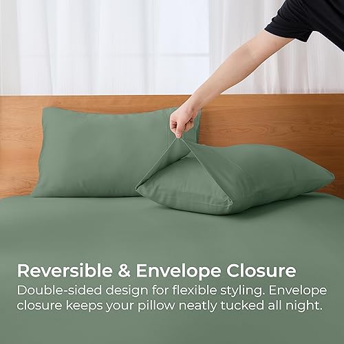 Miniatura 6 de Gokotta - Juego de 2 fundas de almohada estándar, lujosas, sedosas, suaves, refrescantes, para personas que duermen con calor, 100% rayón hechas de