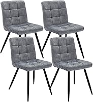 Vista 9 de DUHOME Juego de 4 sillas de comedor de terciopelo, modernas de mediados de siglo, sillas auxiliares, sillas de lectura para sala de estar, cocina