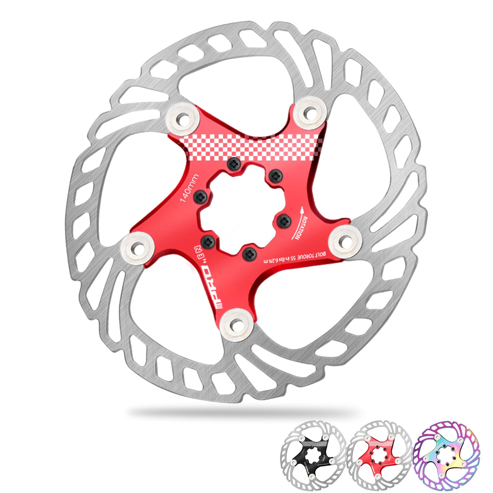 BUCKLOS IIIPRO 140mm 160mm 180mm 203mm Floating Bike Disc Brake Rotor with 6 Bolts, Mountain Bike MTB Stainless Steel Bicycle Disc Brakes Rotors for Road Bike/Ebike/BMX(Red)
