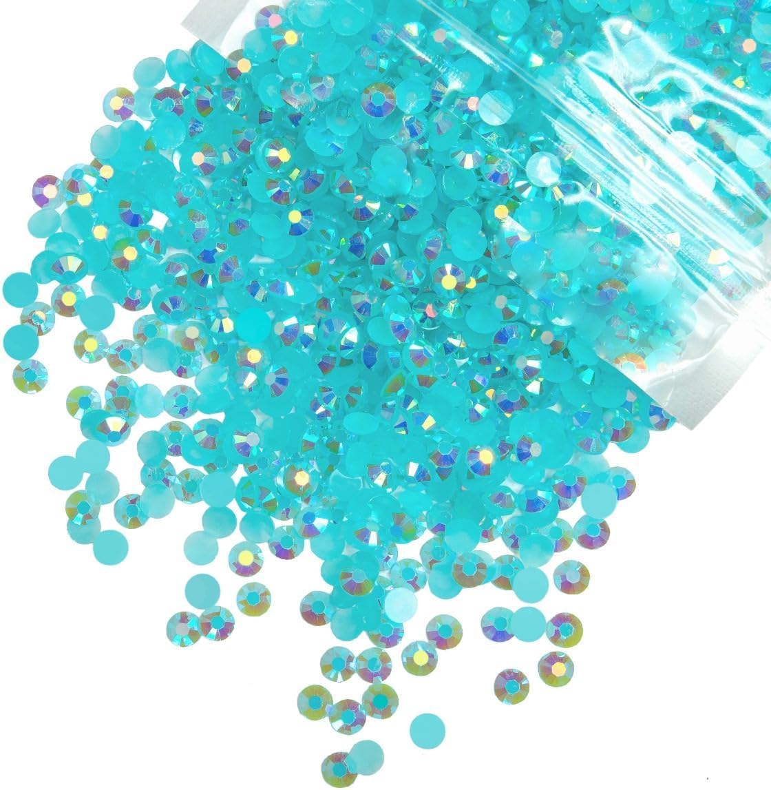 qiipii 10000PCS 2mm Aquamarine AB Resin Rhinestones Bulk Lake Blue Flatback Jelly Resin Stones SS6 Non-Hotfix Diamonds Crystals Gems for Nails Face