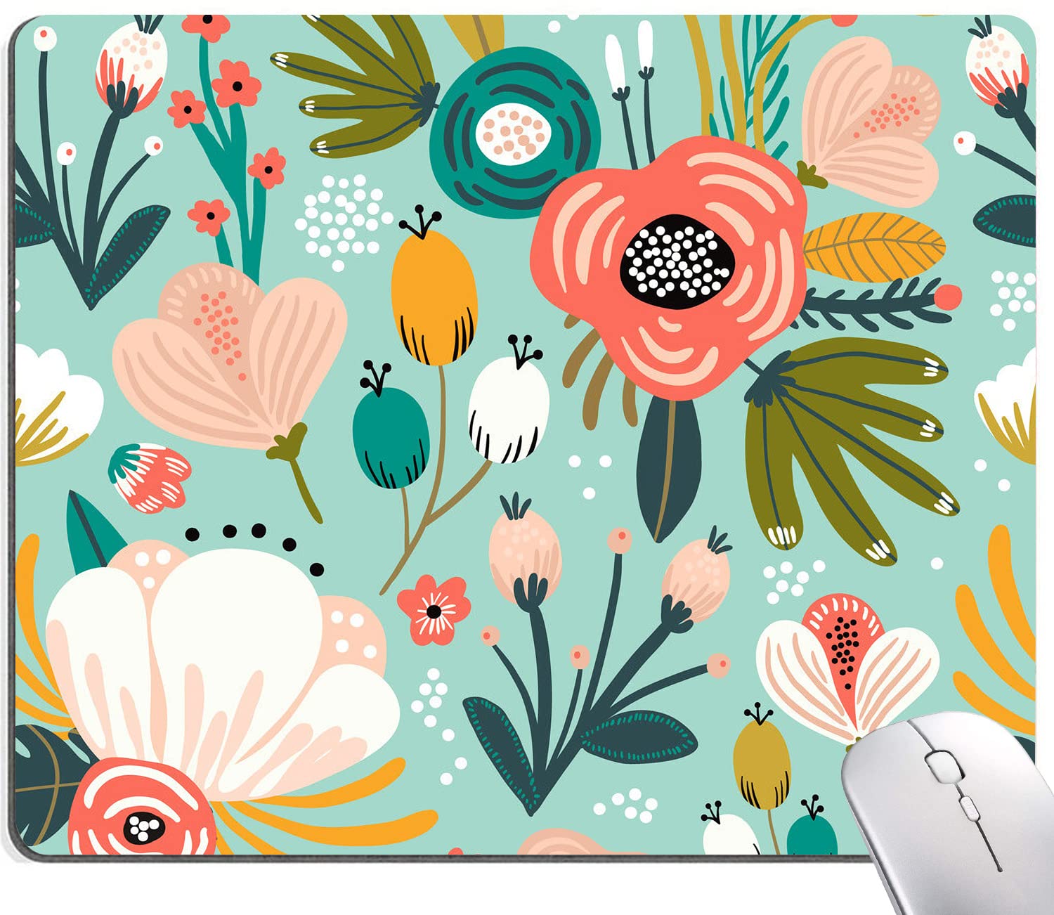 Armanza Mouse Pad, Cute Abstract Floral Mouse Pad for Women, Washable Square Cloth Mousepad for Office Laptop, Non-Slip Rubber Computer Mouse Pads for