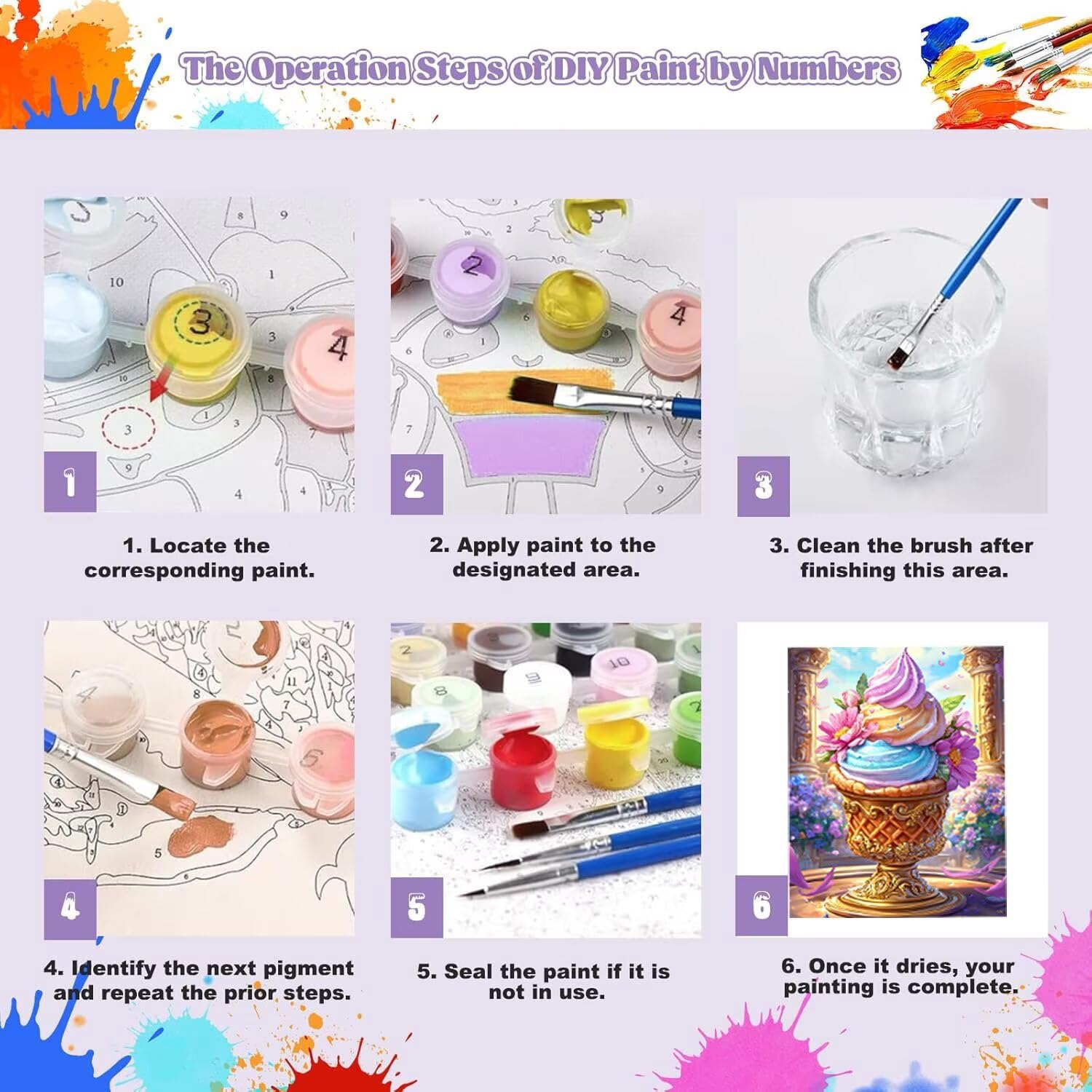 WEISHIWE Gelato Dipingere con i Numeri per Adulti, 70x90cm a-26 | Paint by Numbers Kit con Pennelli e Acrilico Pigmento, Fai da te Olio La Pittura di Numeri Kit, Decora la Casa, senza Cornice