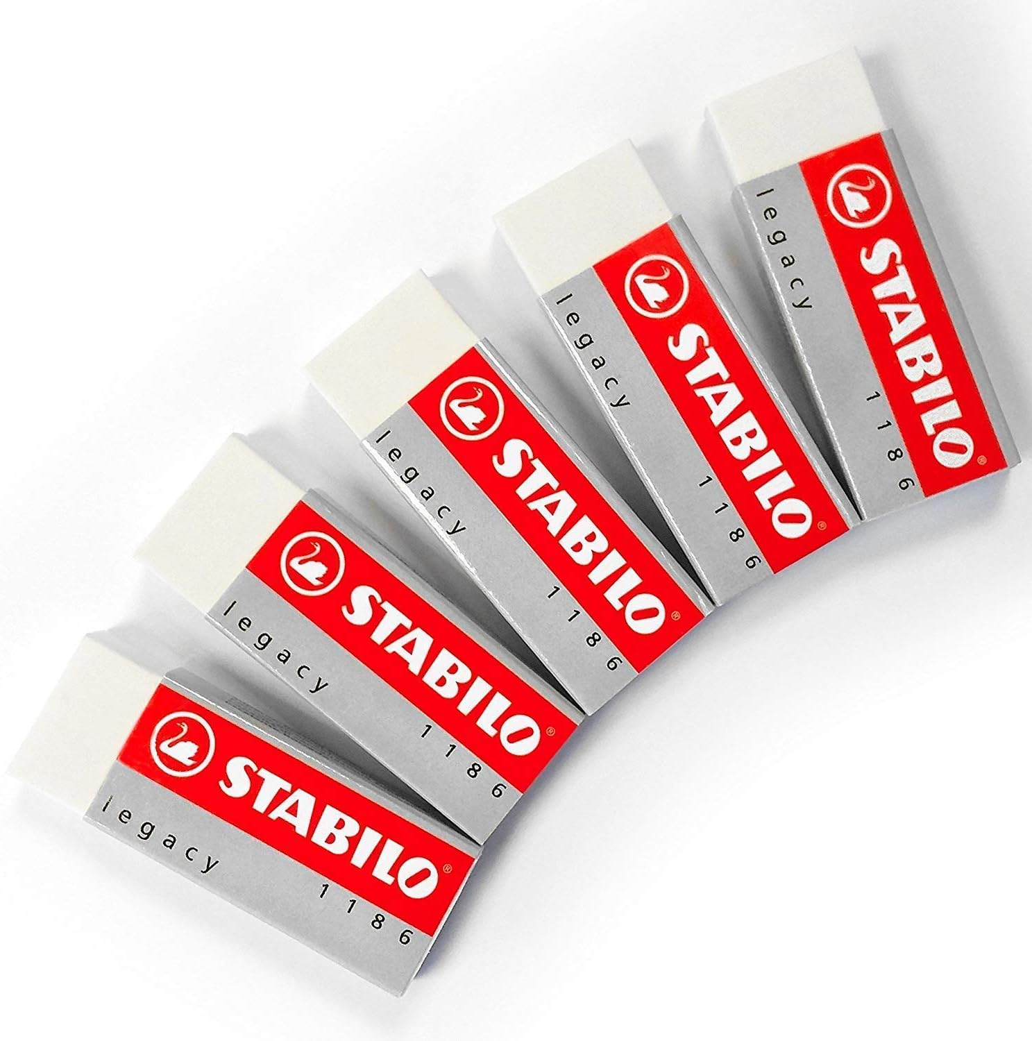 STABILO Legacy Large White Eraser Plastic Rubber Erasers [Pack of 5