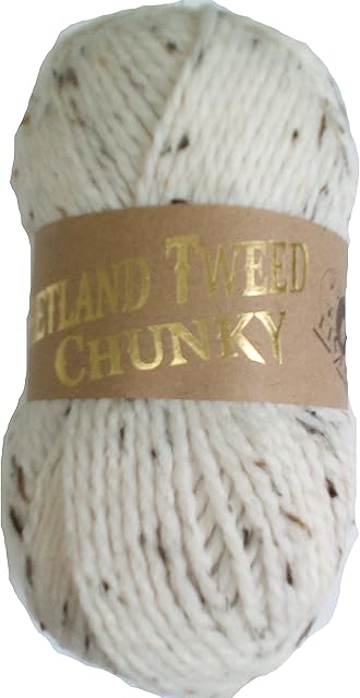 Woolcraft Shetland Tweed Chunky Sewing Knitting Crochet Craft Wool Yarn Ball (Magee/Cream)
