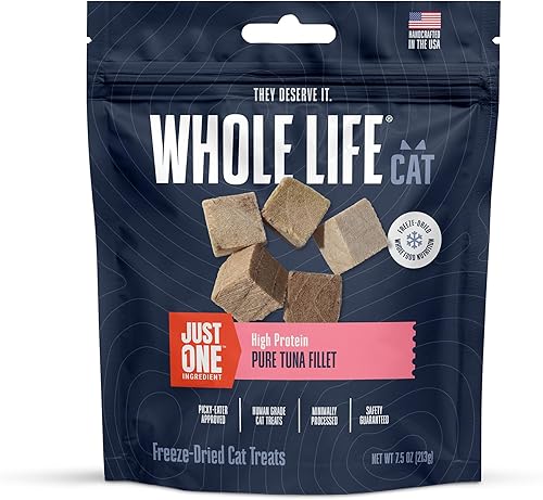 Whole Life Pet Just One Atún  Premio para gatos  Grado humano, liofilizado, un ingrediente, rico en proteínas, sin granos, fabricado en los Estados