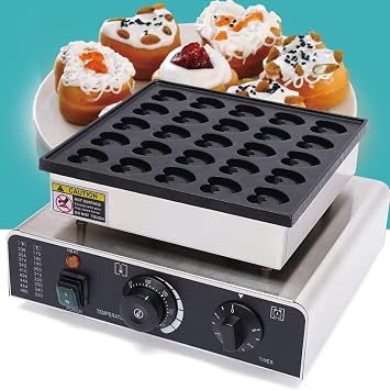 Mini Heart Waffle Maker Donut Maker, Mini Waffle Baking Machine Non-Stick Waffle Iron Machine DIY for Various Sweets