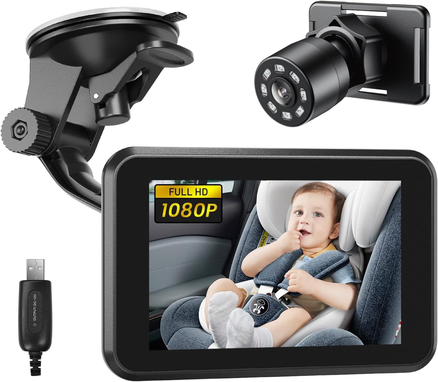 Itomoro Baby Car Camera, 4.3" HD Night Vision Car Baby Monitor with Camera, Safety Seat Baby Car Mirror for Rear Facing 5 Mins Easy Installation ACZ401
