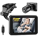 Itomoro Baby Car Camera USB Plug, 4.3 HD Car Baby Monitor with Camera Night Vision, Safety Seat Baby Car Mirror for Rear Facing 5 Mins Easy Installation