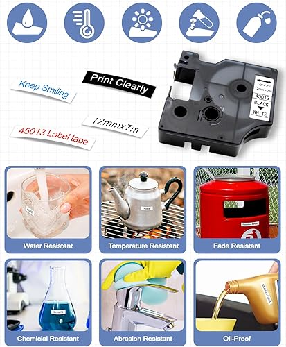 Miniatura 4 de Paquete de 4 recambios para rotuladoras Dymo D1 45013 45014 45015 45021 12 pulgadas x 23 pies para Dymo LabelManager 160 420P 210D 280 360D PnP