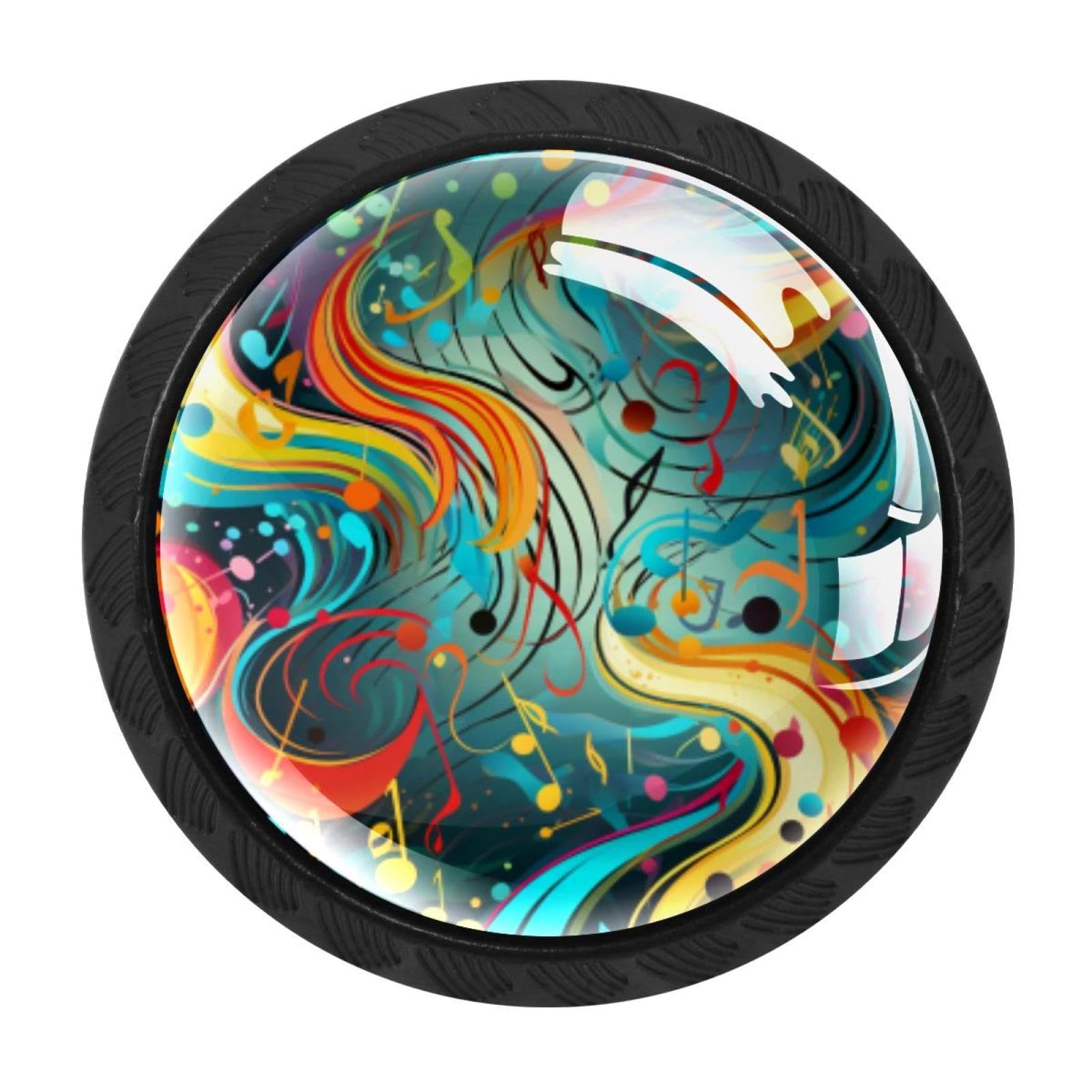 Chenzzzz Multicolored 07 4 Pieces Black Cabinet Pull Handle With Screws,Music Note Kitchen Knobs, Hardware For Cupboard Drawer Dresser