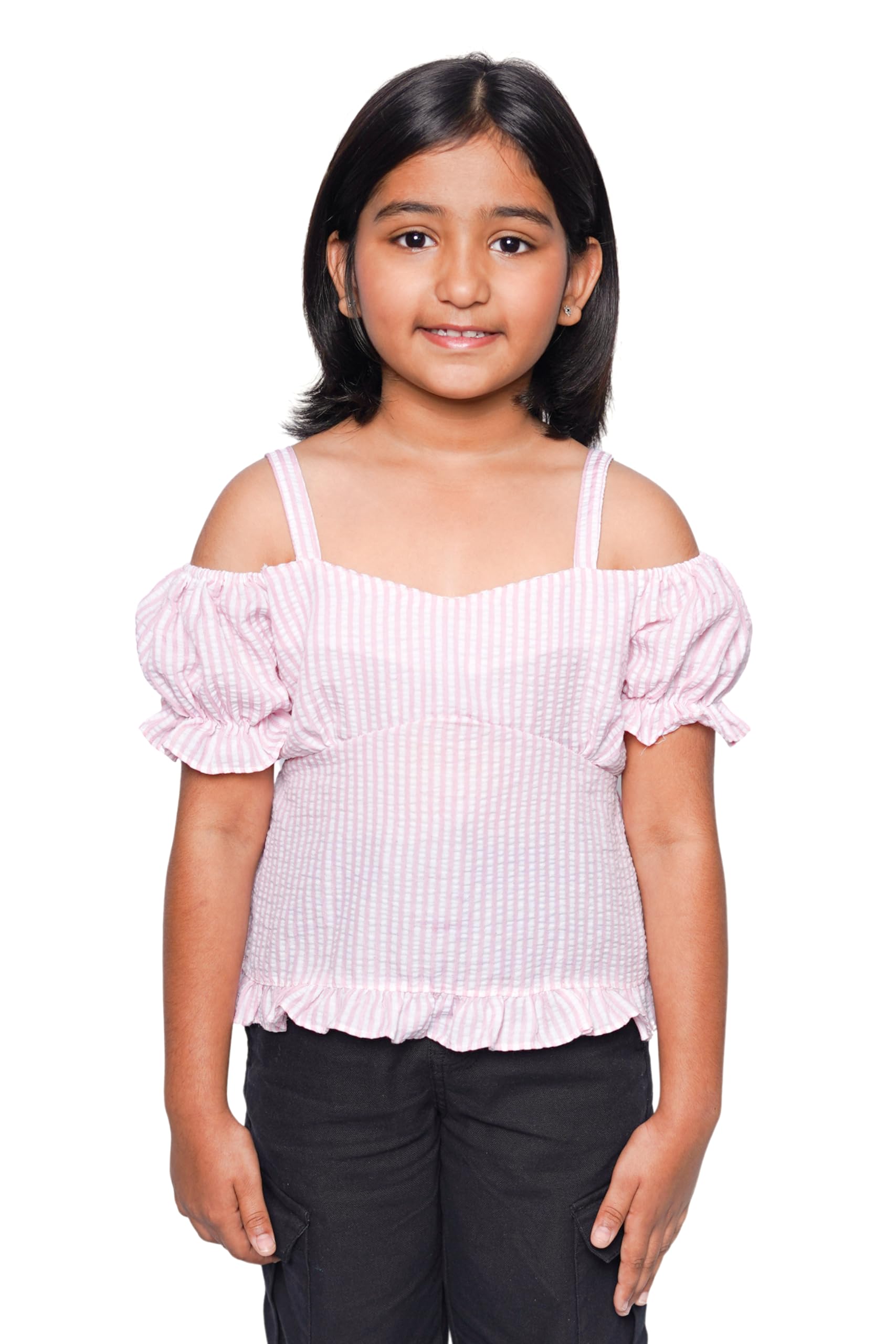 Girls Casual Top Solid Square Neck Cotton Regular Fit (9-10 Years) Multicolour-image-31