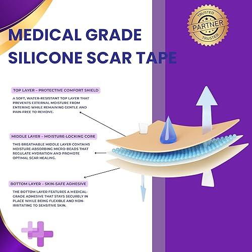 Miniatura 7 de Gel de silicona para cicatrices con SPF 20G y cinta de silicona bronceada de 120 x 1.5 pulgadas, rollo de láminas de silicona de grado médico y