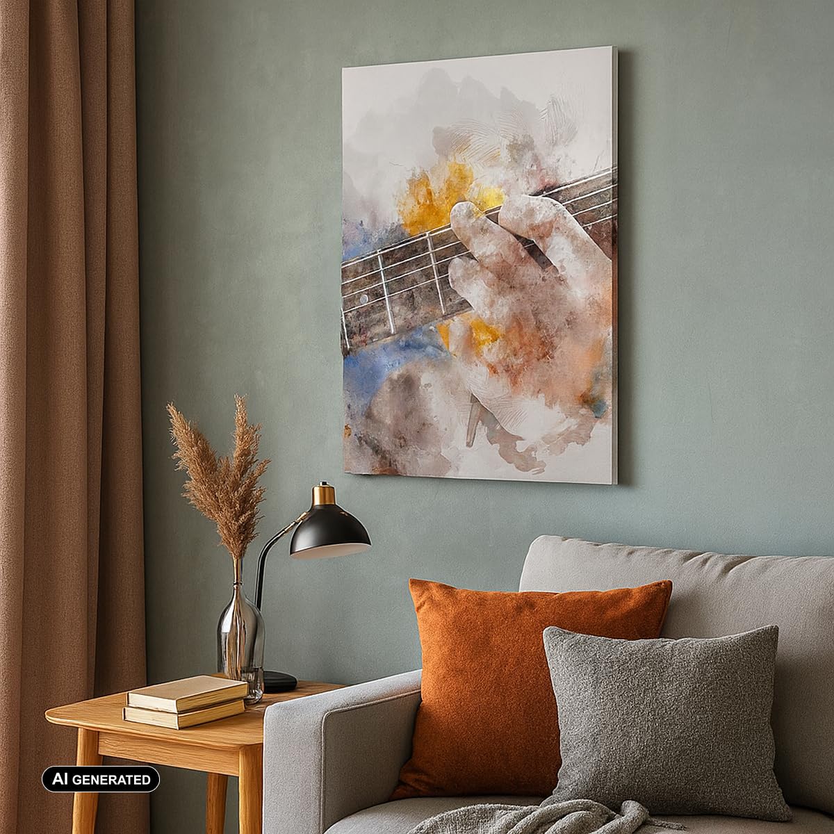 ARTTOR Cuadro Decorativo 70x100 cm Moderno Vertical Cultura Personas - 3448 | Guitarra Música Cuadro sobre Lienzo Grande Arte mural Decoración del Hogar Salón Dormitorio Cocina Cuadros de Pared