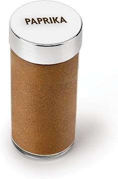 Polder Chrome 18-Jar Compact Spice Rack, 18-5 ounce Glass Jar has Perforated Shaker Caps, Chrome Plated Lids, Sleek Enough for Countertop, Compact for Cabinet Storage
