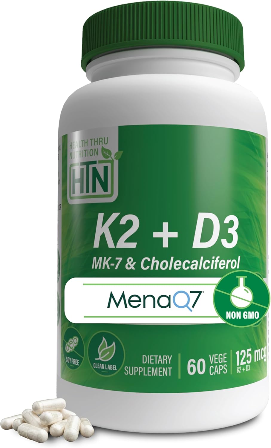 Advanced K2 (MenaQ7) (100mcg) with Vitamin D3 (1000 IU) 60 VegeCaps - The only Clinically Validated, Patented K2 on the market today plus 1000 IU of Vitamin D3 for optimal Heart and Bone Health