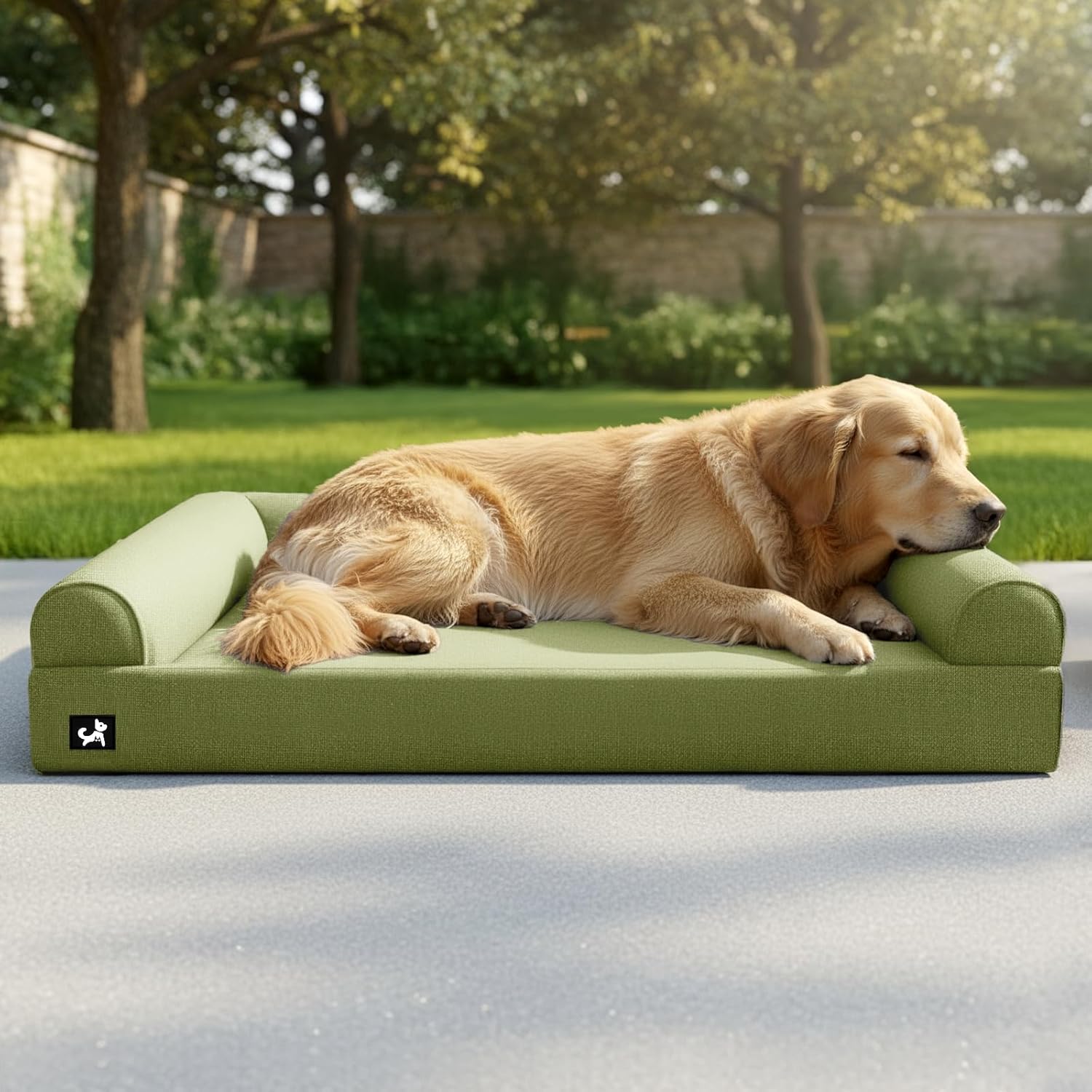 Sytopia 42in Dog Beds for Large Sized Dogs,XL Orthopedic Pet Bed with Removable Washable Cover, Waterproof Egg Crate Foam, Non-Slip Bottom, Supports up to 100+ lbs for Old Pet, Green