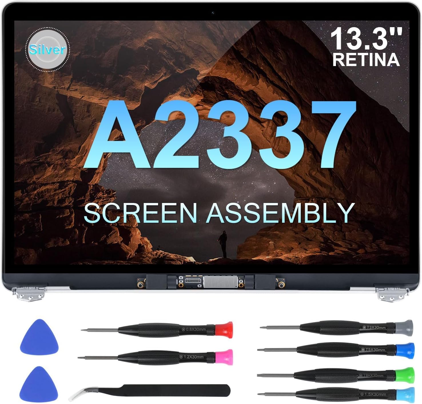 Replacement Screen for MacBook Air 13 inch A2337 M1 2020 Year (Model: EMC 3598 MGN93 MGNA3 MGND3 MGNE3 MGN63 MGN73) Full LED LCD Display Assembly 13.3" (A2337-Silver)
