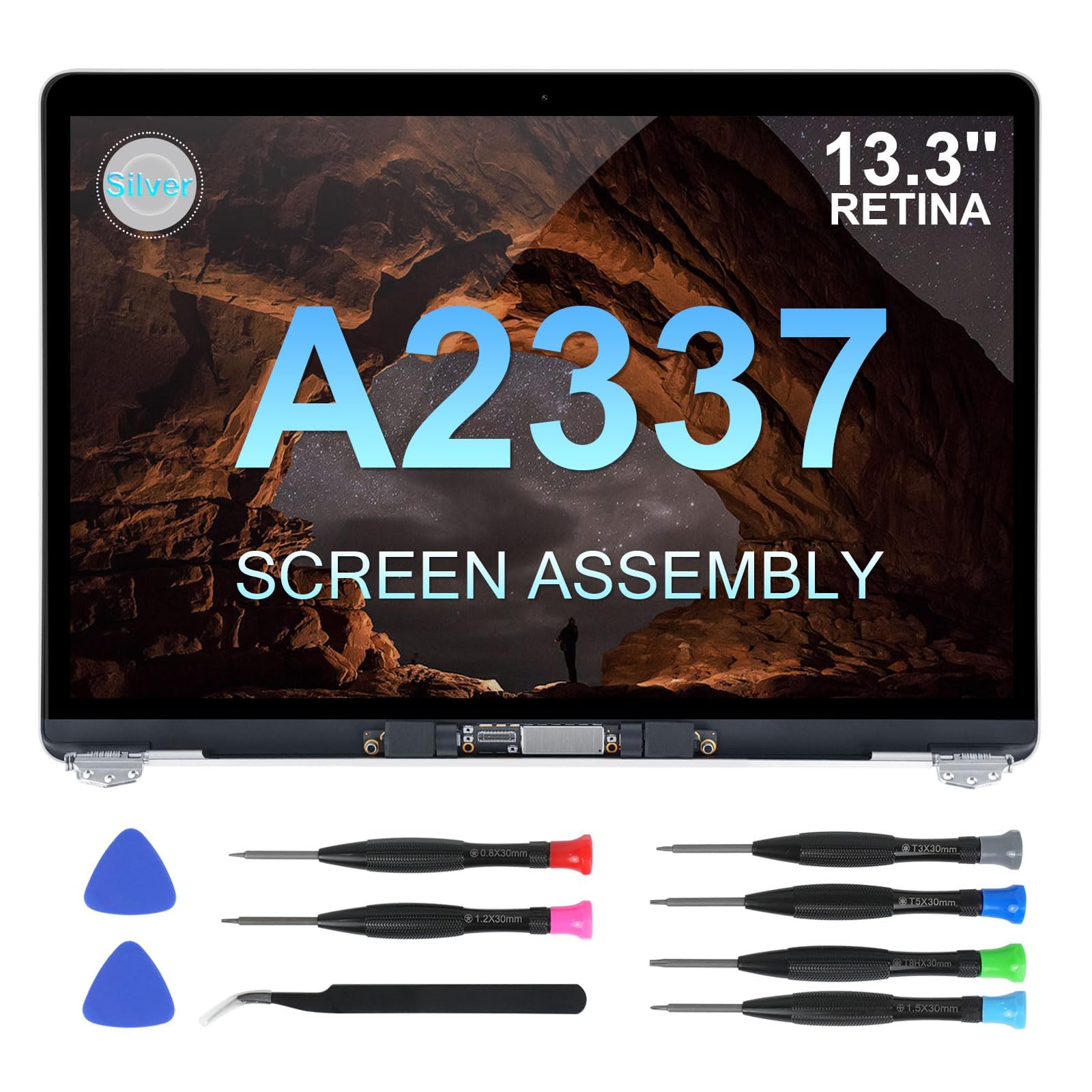 Replacement Screen for MacBook Air 13 inch A2337 M1 2020 Year (Model: EMC 3598 MGN93 MGNA3 MGND3 MGNE3 MGN63 MGN73) Full LED LCD Display Assembly 13.3" (A2337-Silver)