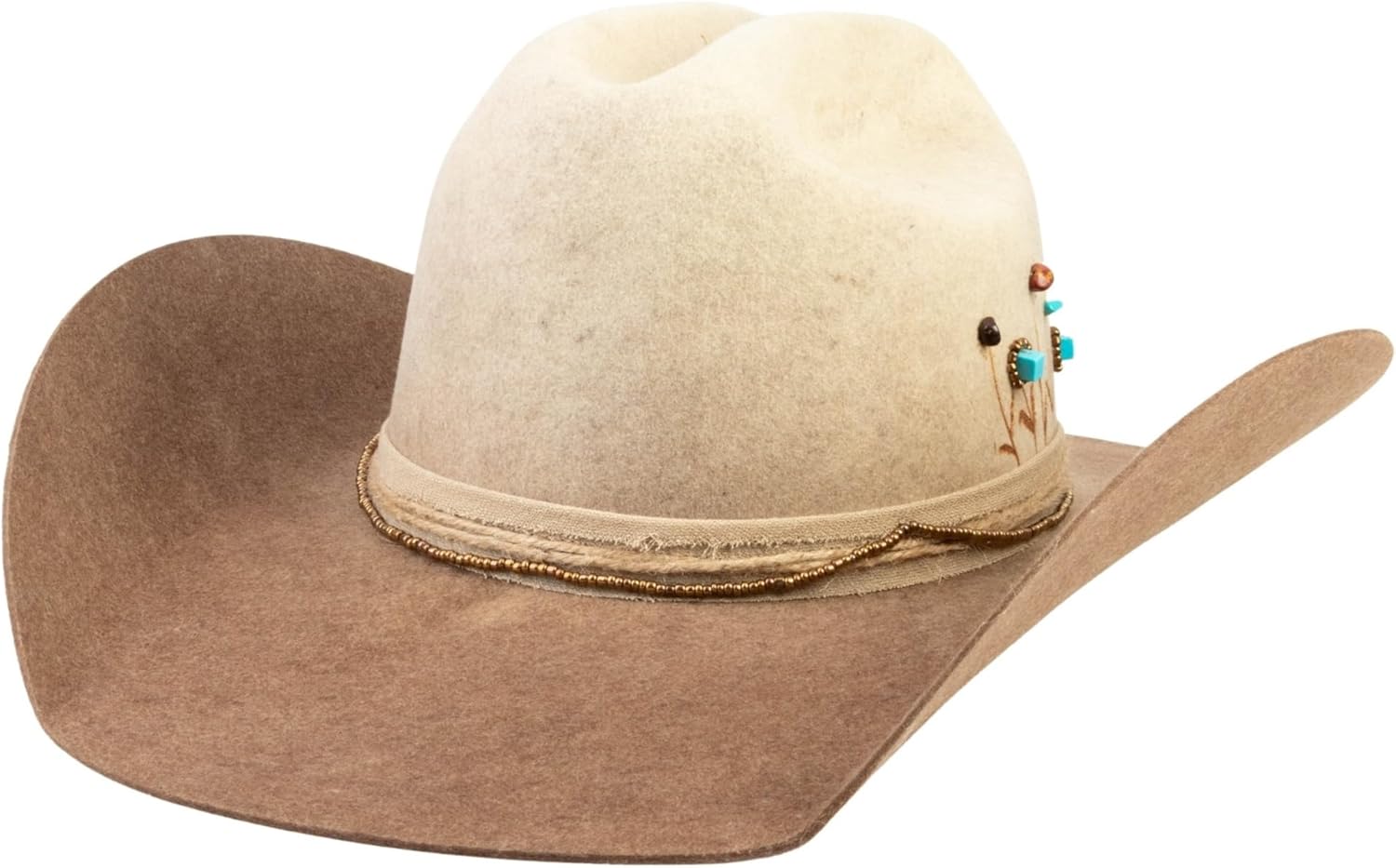 RUEDIGER Stiff Cowboy Hats 100% Wool Wide Brim Felt Hat Fashion Western Outback Panama Hat with Lightning Logo Distressed