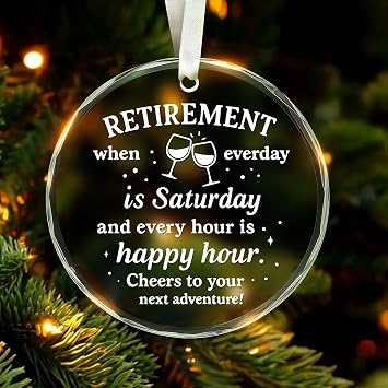 Trazzo Retirement Gifts Christmas Crystal Keepsake Ornament Retirement Gift for Woman, Friend, Teacher, Nurse, Coworker, Boss Happy Retired Gifts for Women, Men 2026 Retired Party Decoration