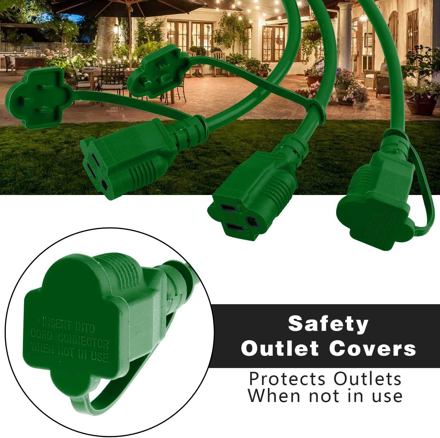 K KASONIC Outdoor Power Stake + Extension Cord 1 to 3 Splitter, 25 FT, 16AWG/3C SJTW Weatherproof Wire for Indoor and Outdoor Use, ETL Listed