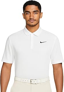 Men's Dri-FIT Tour Golf Polo, 4-Way Stretch, Sweat-Wicking, Structured Collar, Chest & Back Swoosh Logo, Seasonal Colors (White | Black (Honeycomb), Large)