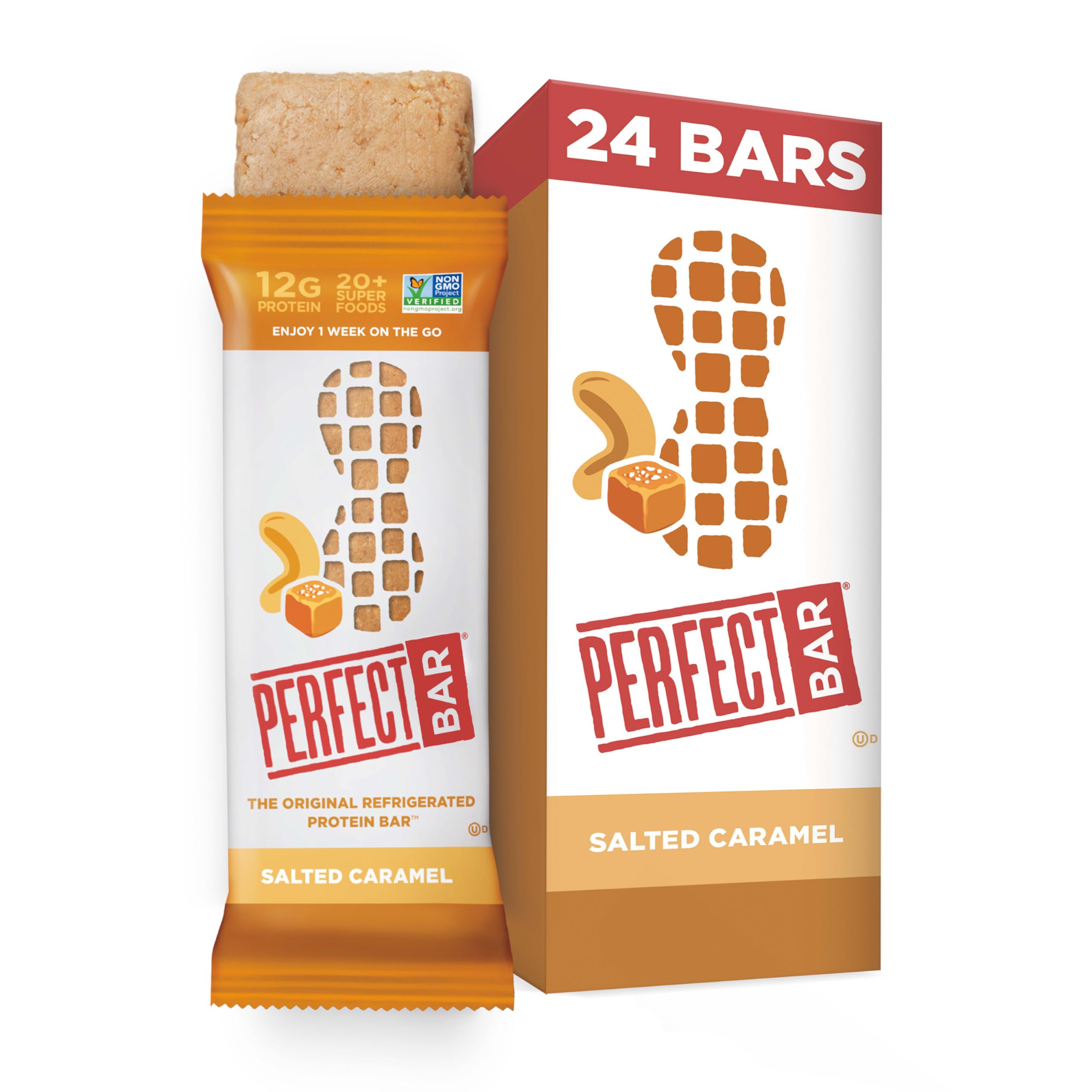 Perfect Bar Original Refrigerated Protein Bar, Salted Caramel, 2.2 Ounce Bars, 8 Count (Pack of 3)