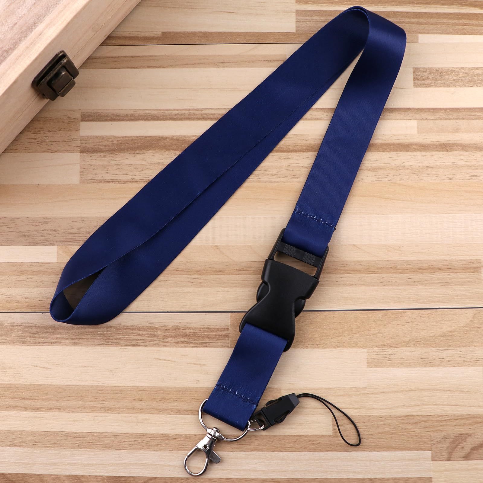 juanooo Navy Blue Neck Lanyard for Keys & ID Card Holder Cool Flat Key Lanyard for Men Women Teachers Staff for ID Badges Plain Breakaway Badge Keychain Lanyard Strap - Image 2