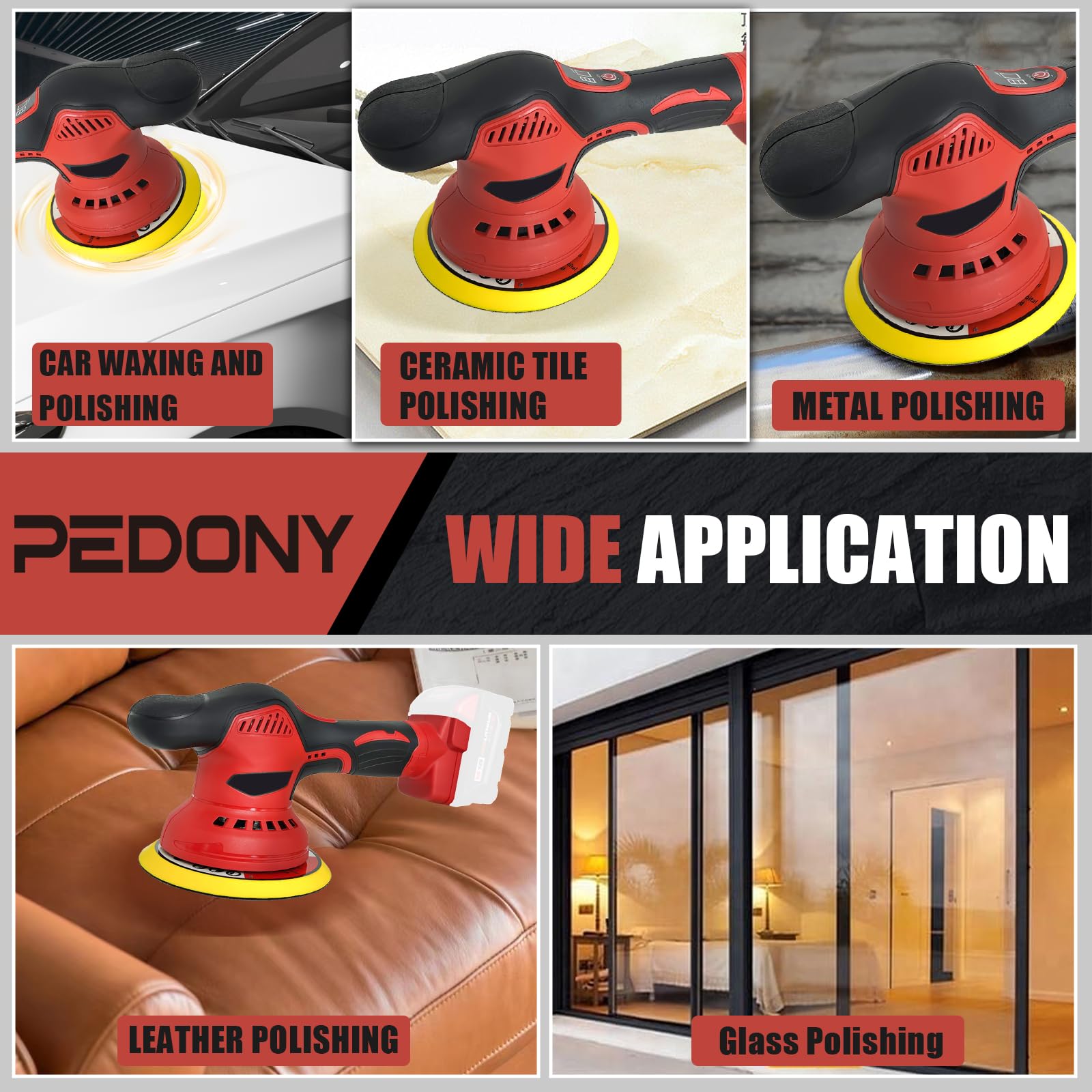 Cordless Car Buffer Polisher for Milwaukee m18 Battery, Polishers and Buffers with 6 Variable Speed Up to 6800RPM, Cordless Polisher Buffer for Car Detailing/Polishing/Waxing(Battery Not Included)