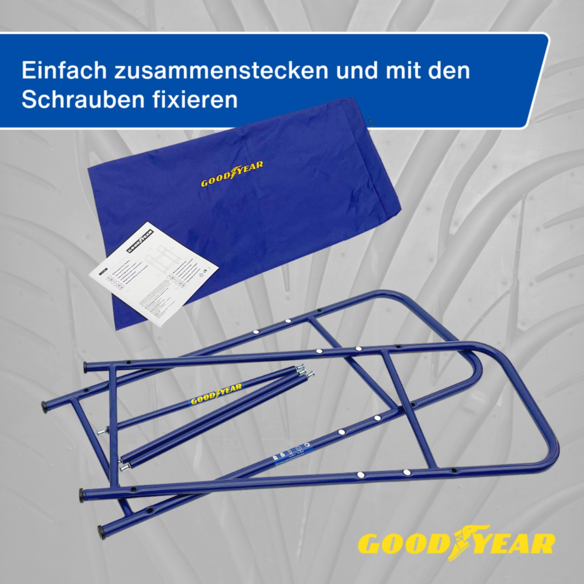 Goodyear 4 portautensili, salvaspazio, Altezza Regolabile, 2 Livelli, capacità di carico Fino a 120 kg, Blu