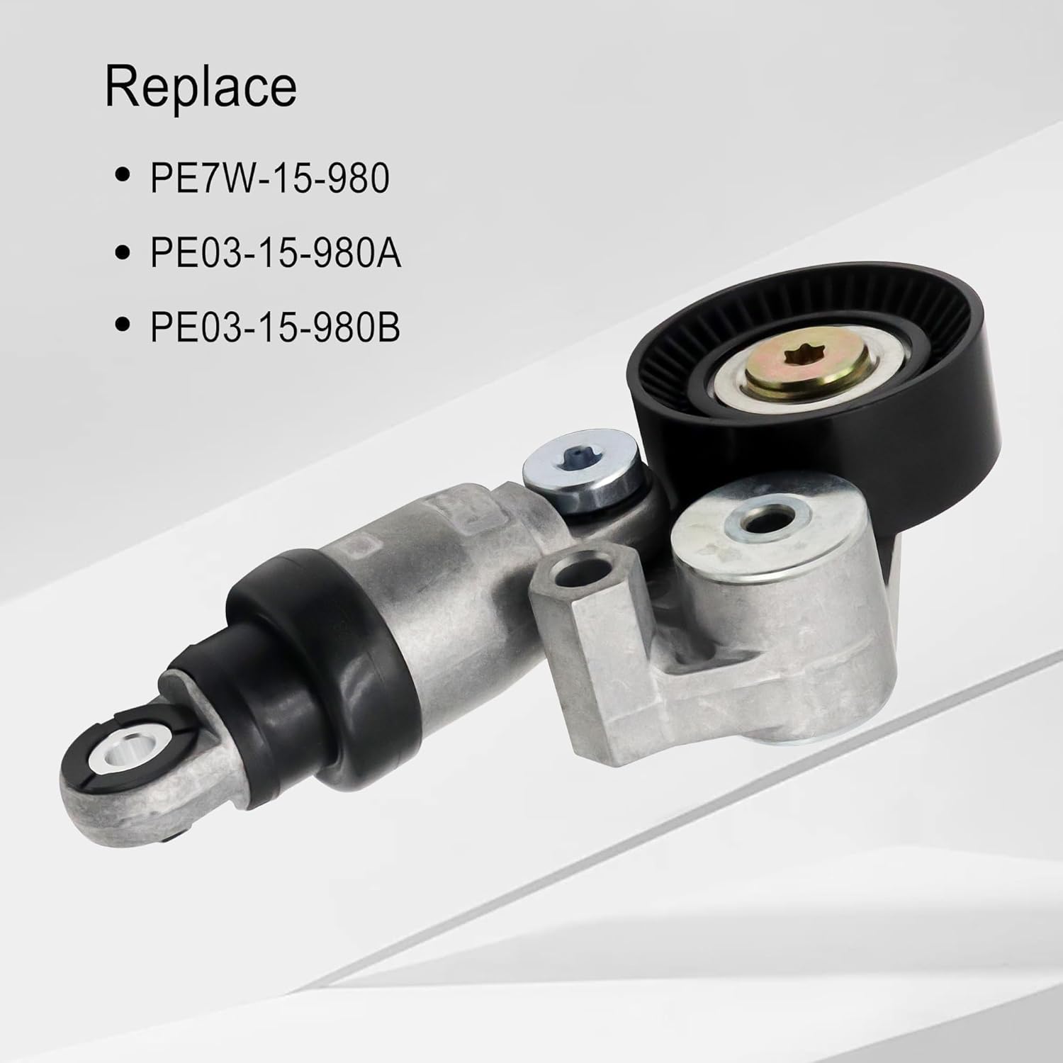 Engine Belt Tensioner Pulley Assembly Fit for Mazda 3 Mazda 6 CX-3 CX-5 2.0L 2.5L Replace PE03-15-980A PE03-15-980B PE7W-15-980