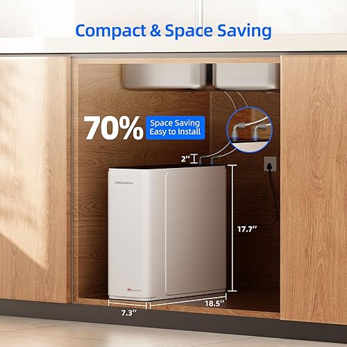 Miniatura 4 de Sistema de ósmosis inversa 2 en 1 y dispensador de agua caliente instantáneo, filtro de agua de ósmosis inversa sin tanque MIZUDO 800GPD,