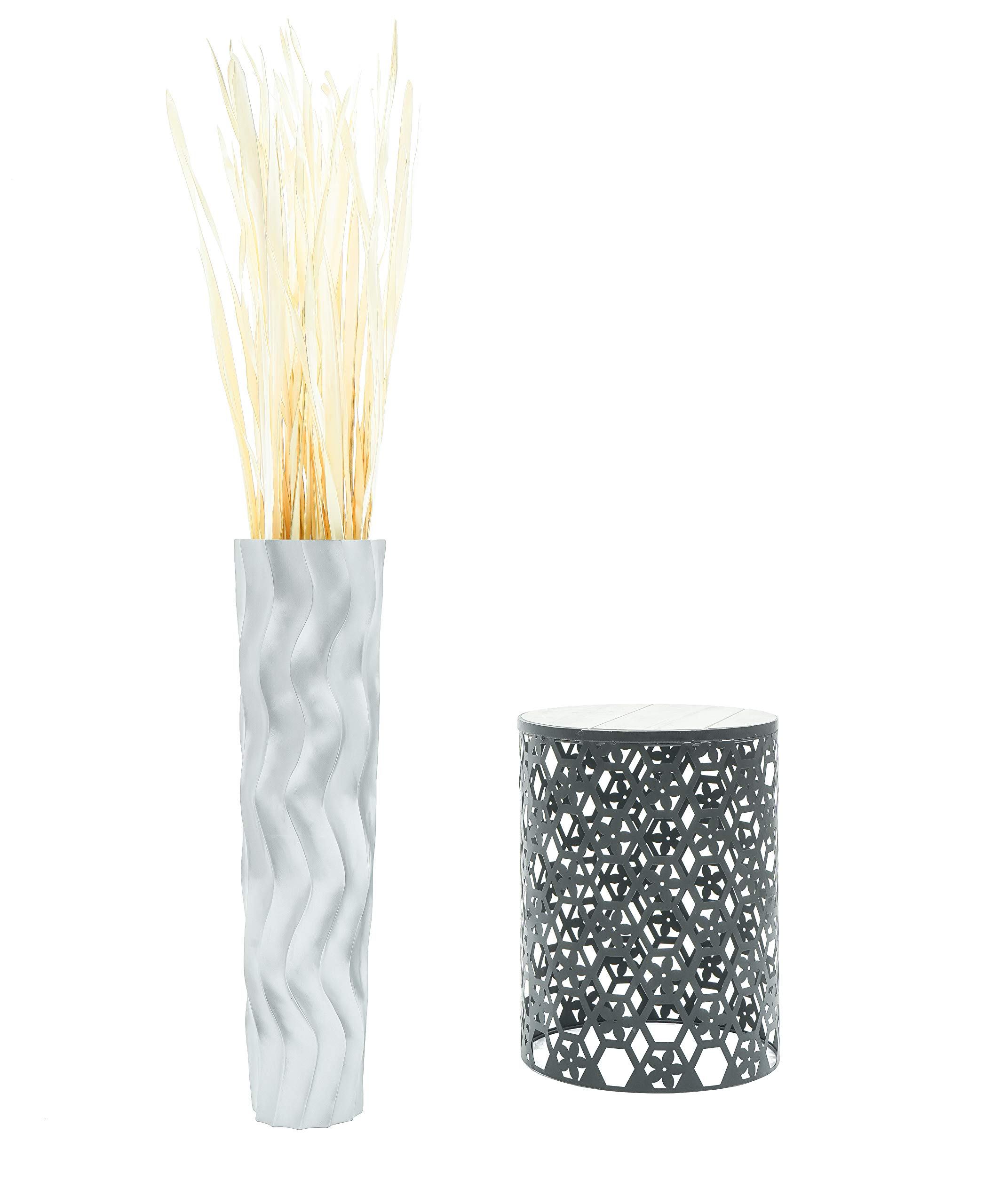 Leewadee Große Bodenvase 65 cm Mangoholz für Pampasgras & Trockenblumen | Dekovase fürs Wohnzimmer, für Zweige & Trockengräser - bruchfester als Keramik, kein Wasser. Boho