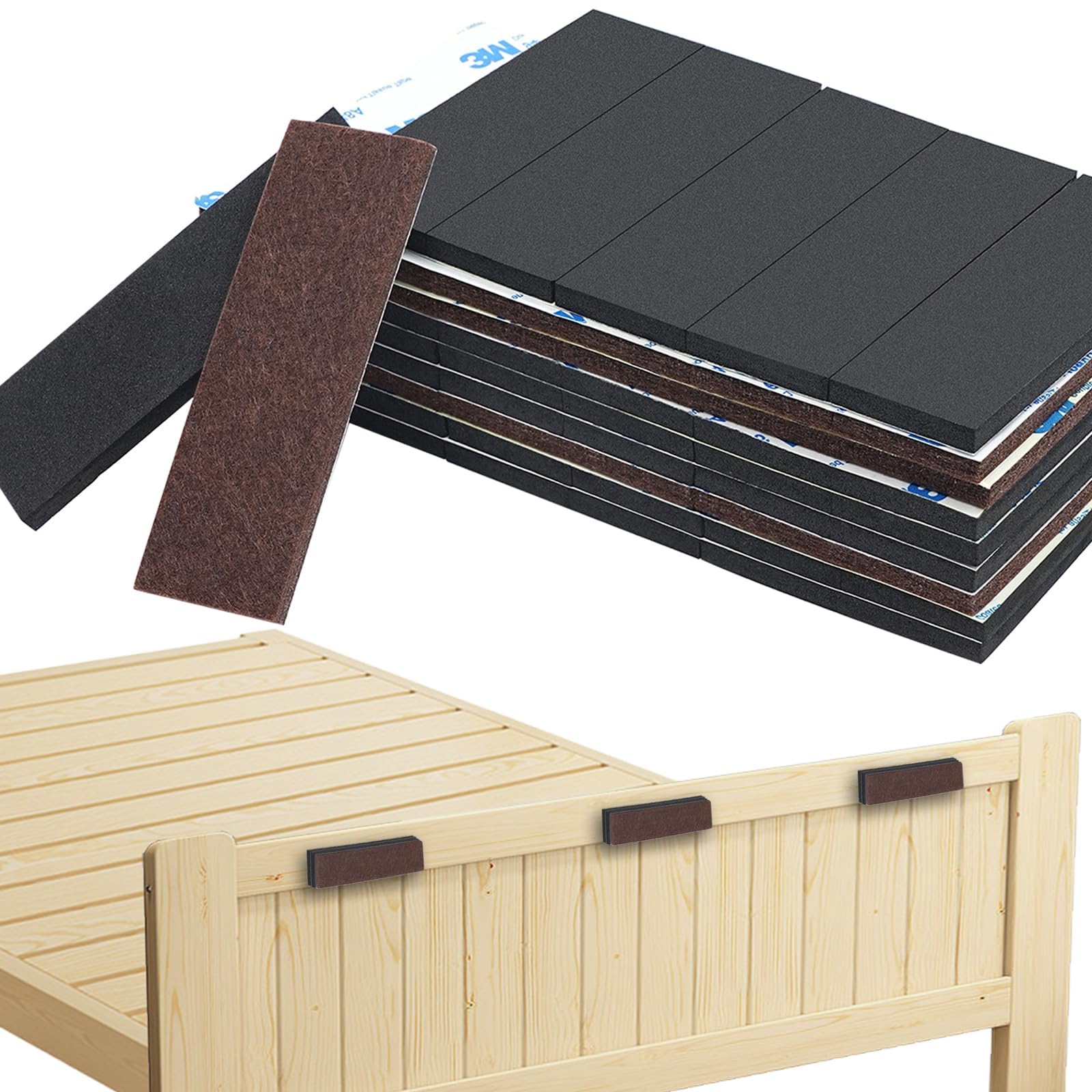 54 Pcs Furniture Wall Protectors, 18Pcs Felt Pads + 36Pcs EVA Foam Pads, Anti-Collision Headboard Stoppers for Bed Frame, Anti-Shake Headboard Bumper for Any Furniture